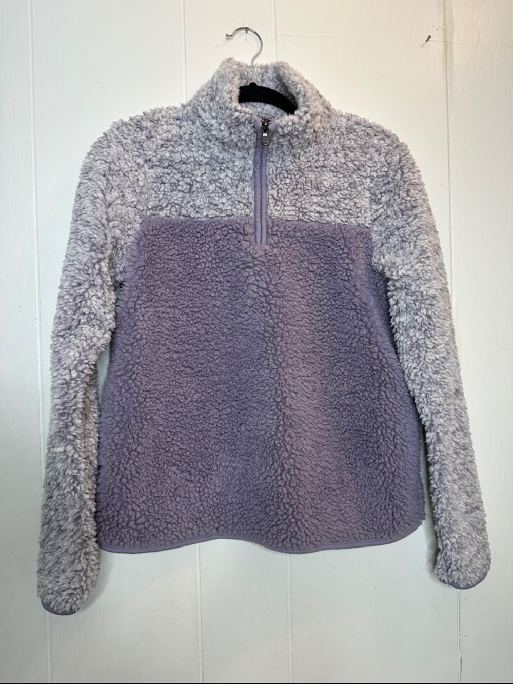 Sonoma Lavender and Light Gray Sherpa Half-Zip Pullover